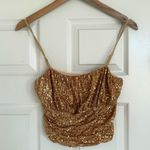 Free People  Ta Da Gold Sequin Crop Top NYE Shiny Size M Photo 1