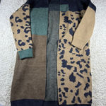 PILCRO & COMPANY Colorblock Leopard Print Long Cardigan Sweater One Size Brown Size undefined Photo 0