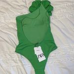 ZARA NWT  Green Flower Detail Bathing Suit Photo 3