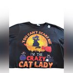 Port & Co Black SS Tee XL You Can’t Scare Me~ I’m The Crazy Cat Lady” Halloween Photo 2