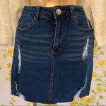 Denim Blvd Distressed denim mini skirt size L Photo 1
