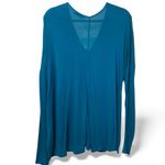 Vince DEEP VNECK LONG SLEEVE TUNIC Blue green turquoise top M Photo 3