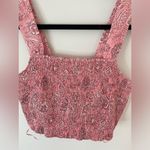 House of Harlow  1960 Smocked Tie Back Crop Top Pink Paisley Floral Medium NWOT Photo 1