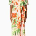 Carolina Herrera Shell Pink Tie Waist Floral Midi Shirt Dress Photo 1