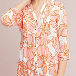 Maeve  ANTHROPOLOGIE‎ Floral Pin-tucked Floral Buttondown top Size Small Photo 0