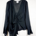Revolve SNDYS.‎ Black Sheer Asymmetrical Long Sleeve Top Size XXL Photo 0