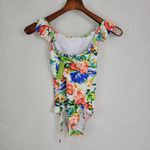 One Piece Kalawalk Womens Swimsuit Size 12 Multicolor Floral Low Back Ruffled Photo 1