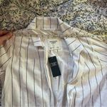 Abercrombie & Fitch New Linen blend Striped Blazer small white black pinstripe Photo 8