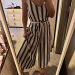 She & Sky  Striped Jumpsuit in Red, Navy Blue and White Photo 2