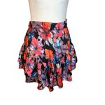 LoboRosa Floral Mini Skirt in Black Small Womens Floral Satin Tiered Photo 4