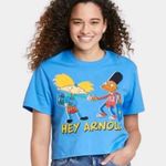 Nickelodeon NWT Hey Arnold! Azure Blue Graphic Baby Tee Cropped T-shirt - Small Photo 1
