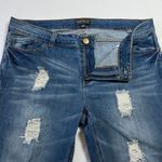 Forever 21 Mid Rise Distressed Cropped Straight Leg Jeans Size 16 Cuffed Hem Photo 4