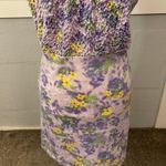 Up Front Pastel Floral Print SZ Medium 32” Long Ruffled bust Polyester Stretch  Photo 6