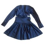 Jason Wu Navy Blue Mini Dress Long Sleeve Cutout Flowy Skirt Cotton Size Small Photo 5