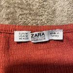 ZARA  Shirt Women's Medium Twist Front Burnt Orange Deep Vneck Top Scrunched Photo 2