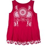 Soft Surroundings Tank Top Embroidered Sleeveless Casual Pink White Womens XS Photo 0
