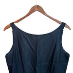 YL Black linen blend tank dress with white floral embroidery size 8 Photo 2