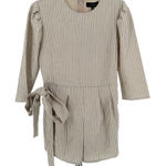 En Saison Taupe White Textured Striped Romper size Small NWT 3/4 Sleeves Photo 0