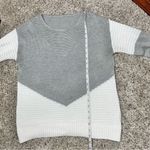 Unbranded White Grey Colorblock Crewneck Oversize Knit Long Sleeve Sweater Small Gray Photo 6