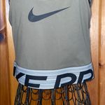 Nike Olive Green Sports Tank Womens- Pro Graphic Cropped Athletic Training Tank Photo 3