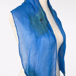 Blue Sheer Silky Scarf Beaded Felted Accents Artistic Lightweight Shawl Photo 0