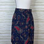 Vintage Dark Blue Paisley Faux Wrap Mini Skirt Size M Photo 3