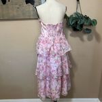 Pristine Cutie Light Pink Floral Organza Bustier Midi Dress Size XL Photo 3
