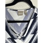 Chico's Shirt Womens Large 2 Blue White Chevron Bell Sleeve Crisscross V Neck Photo 1