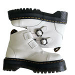 Dr. Martens NEW Women's White Leather Devon Flower Platform Boot Size 9 #260 Photo 5