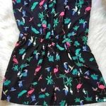 Loft Tropical Bird & Palm Tree Print Short Romper Small Photo 1