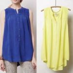 Holding Horses Yellow Smocked Button Up Flowy Swing Tank Top Photo 6