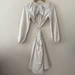 Petal and Pup  Beige Cut Out Gingham Dress 100% Cotton Mini Puff Sleeves Size 4 Photo 8