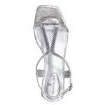 Bandolino Primadon Block Heel Strappy Dress Sandals- Silver Snake -Size 8.5 Photo 2