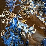 Source Unknown Sheer Floral Kimono Blue Black‎ Burnout  Shawl Whimsey Goth Open Front Evening Photo 7