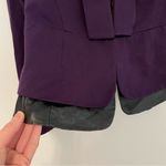 Laundry by Shelli Segal Faux Leather Trim Peplum Jacket Plum Purple Black Blazer Photo 5
