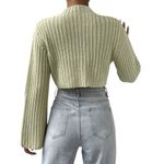 Next Level Apparel SHEIN Mint Green Cropped Sweater | Mock Neck | Flared Sleeves | Size Medium Photo 1