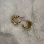 Gold Hoop Earrings with Pearl Accent Photo 1