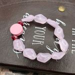 Handmade Y2K Pink Heart Bead Stretch Bracelet Photo 3