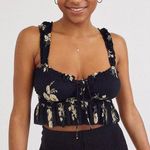 Urban outfitters UO Libby Lace Up Floral Print Crop Top  Photo 0