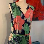 Talbots  Hibiscus Tropical Floral Print Midi Maxi Dress Blue Multicolored Size 4 Photo 3