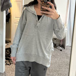 Grey Quarter Button Long Sleeve Gray Photo 0