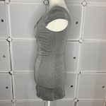 H&M Divided Cap Sleeve Front Zipper Metallic Silver Body Con Dress Size 4 Photo 2