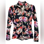 W by Wenjie Floral Zip Up Black, Red and Purple Floral Jacket Black Photo 1