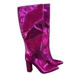 NEW INC Pink Snake Embossed Comfort Pointed Toe Block Heel Zip Photo 4