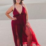 Flowy Burgundy Maxi Dress Red Size XL Photo 0