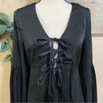 NWOT Lulus Wild One Black Star Embroidered Tie Photo 4