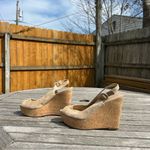 Veronica Beard  Dali Suede Peep-Toe Wedge Sandals in‎ Sand Size 8.5 Photo 5