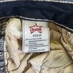 LA Idol Dark Wash Raw Hem Mid Rise Denim Shorts Bling Rhinestone Cross Size M Blue Size M Photo 10