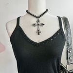 Vintage Black Sequin Tank Top, Goth Whimsigoth‎ Grunge Indie Sleaze Small Photo 1