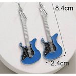 Zinc Alloy Guitar Design Drop Earrings Blue Photo 4